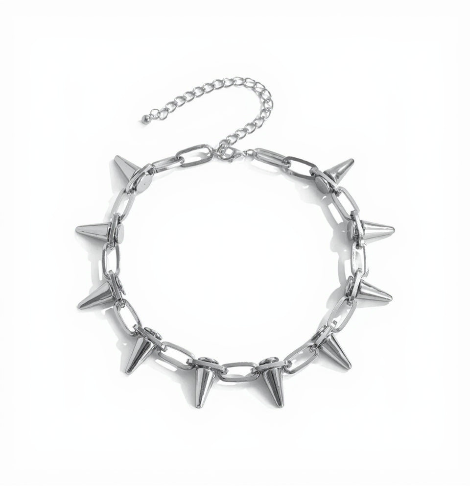 Toge Silver-Spiked Gothic Choker