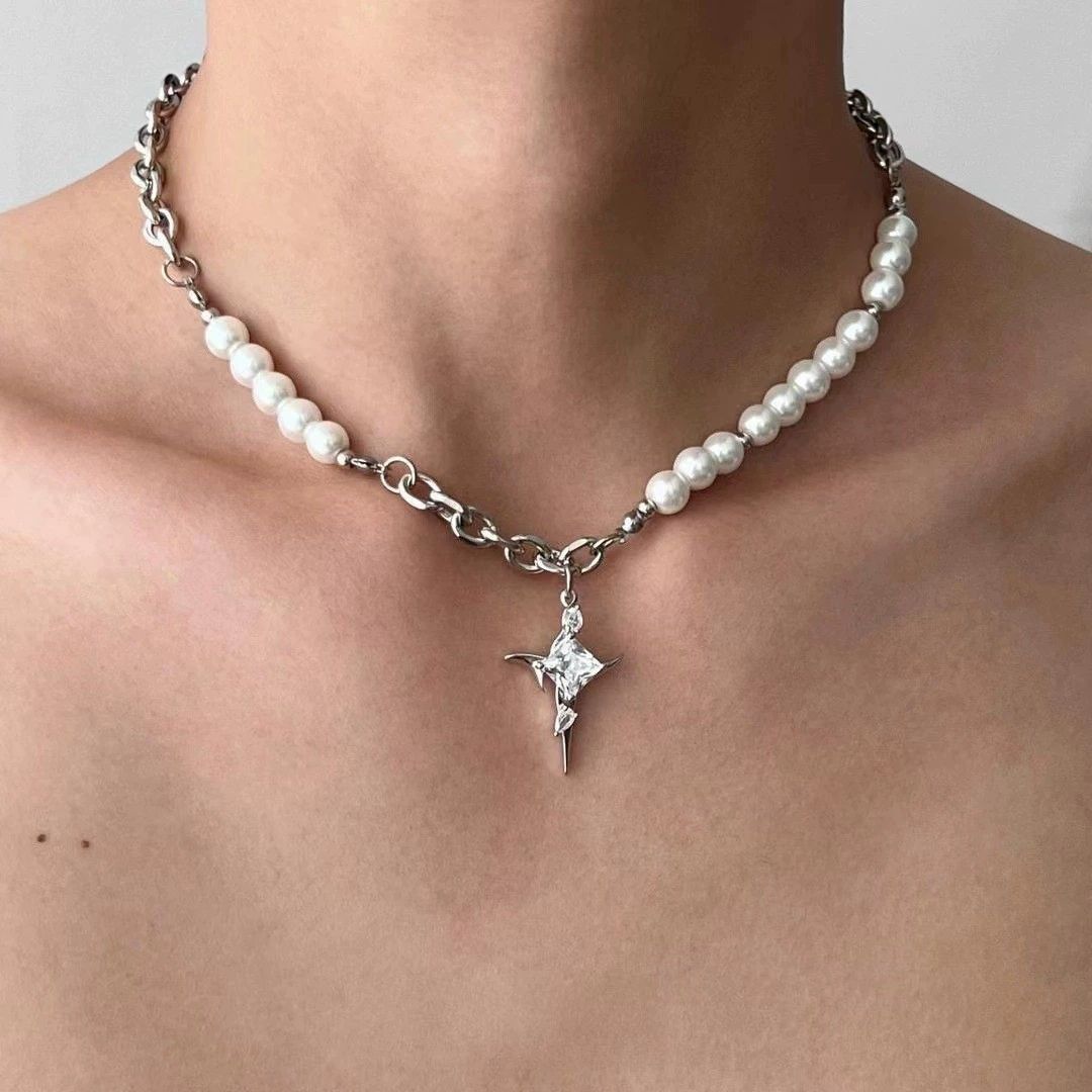 Akuma-Bling Pearl Hybrid Necklace - Tensho.clo