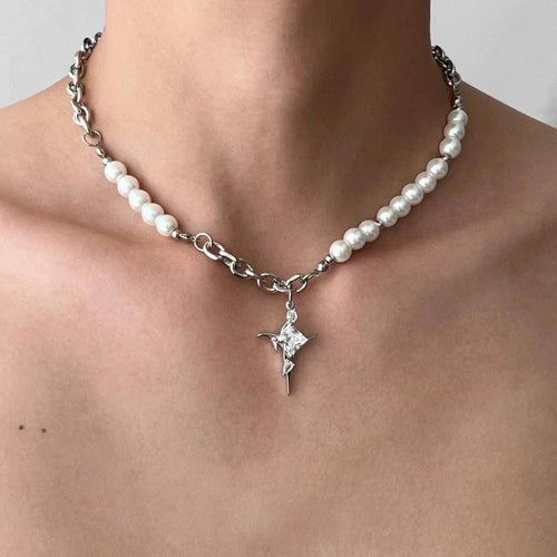 Akuma-Bling Pearl Hybrid Necklace - Tensho.clo