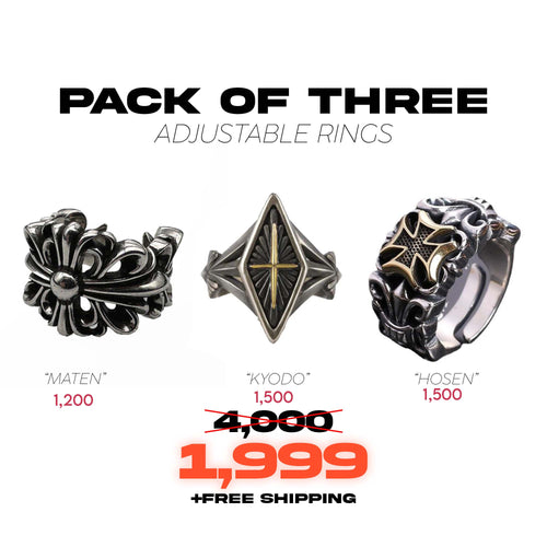 Gothed Fingers Set-Pack of Three Rings - Tensho.clo