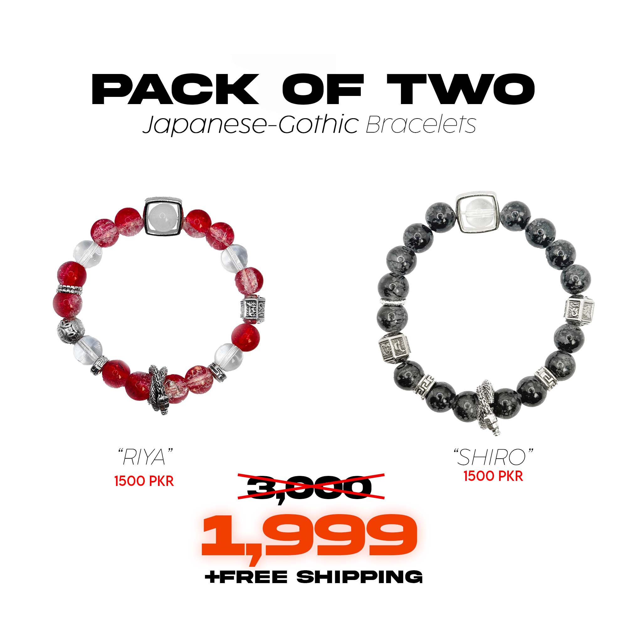 Pack of Two- Japanese Gothic Bracelets - Tensho.clo