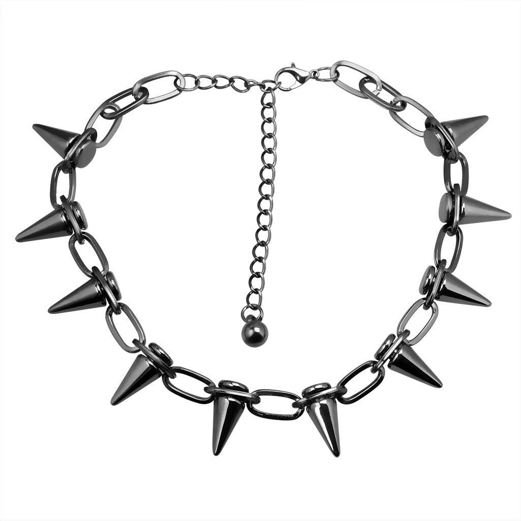 Toge Black-Spiked Gothic Choker - Tensho.clo