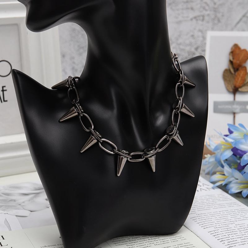 Toge Black-Spiked Gothic Choker - Tensho.clo