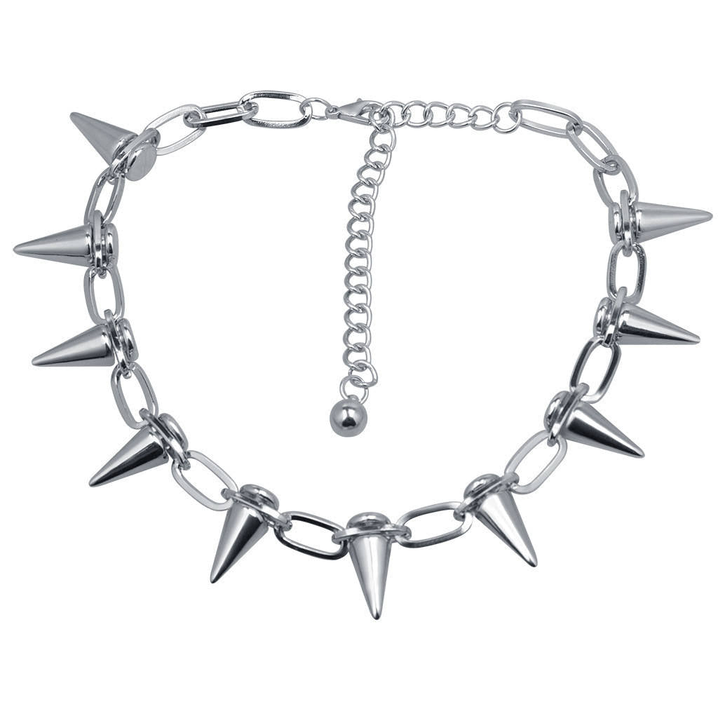Toge Silver-Spiked Gothic Choker - Tensho.clo